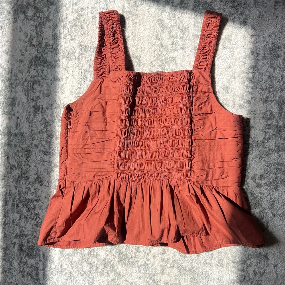 LOFT Rust Orange Fluttery Tank Top - Picture 2 of 5